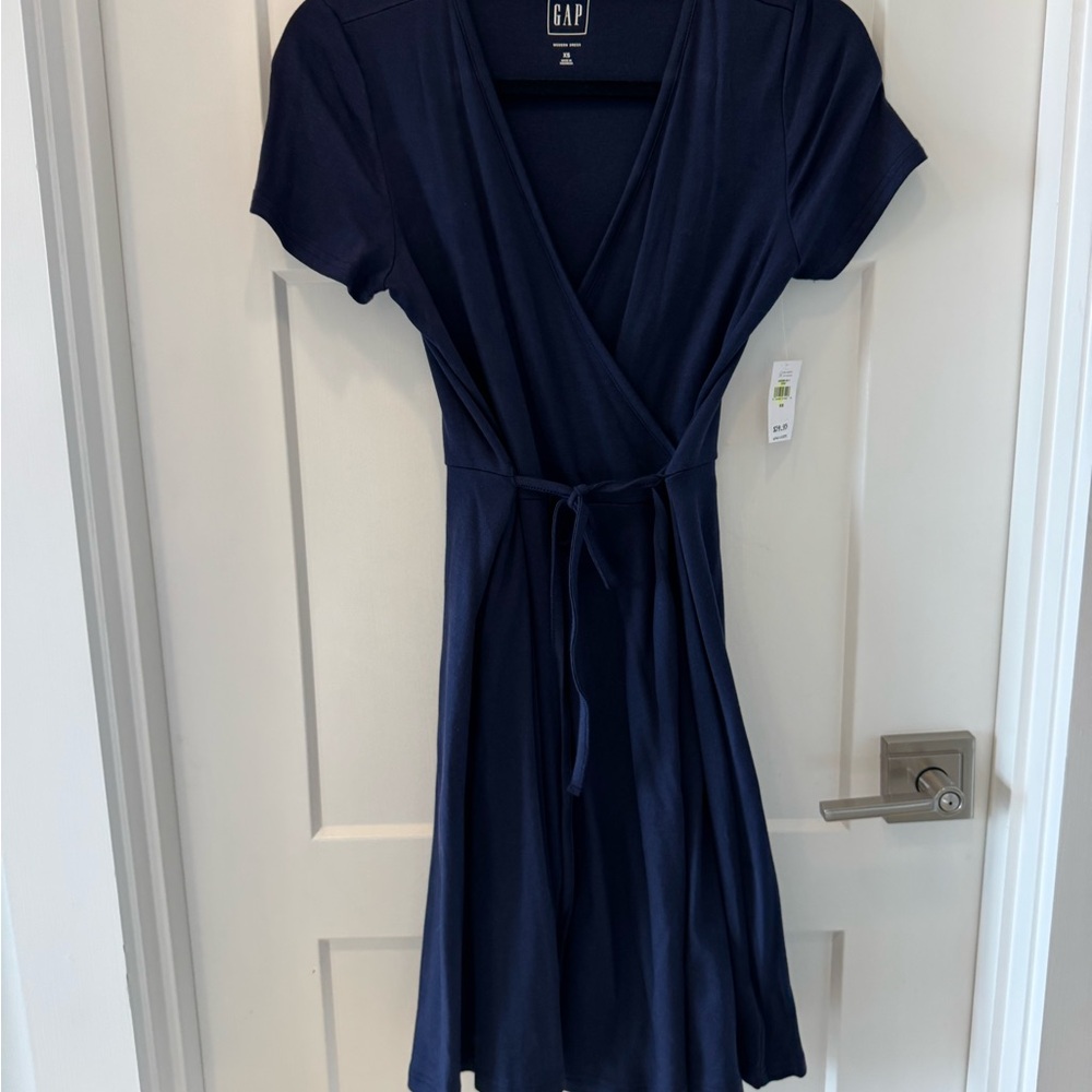 GAP Blue Mini wrap dress navy NWT XS women